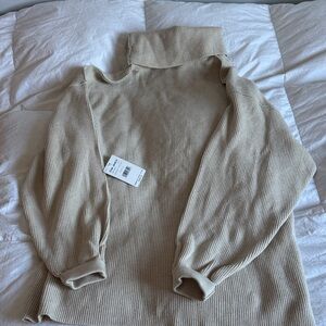 Free People Beige Turtleneck Sweater